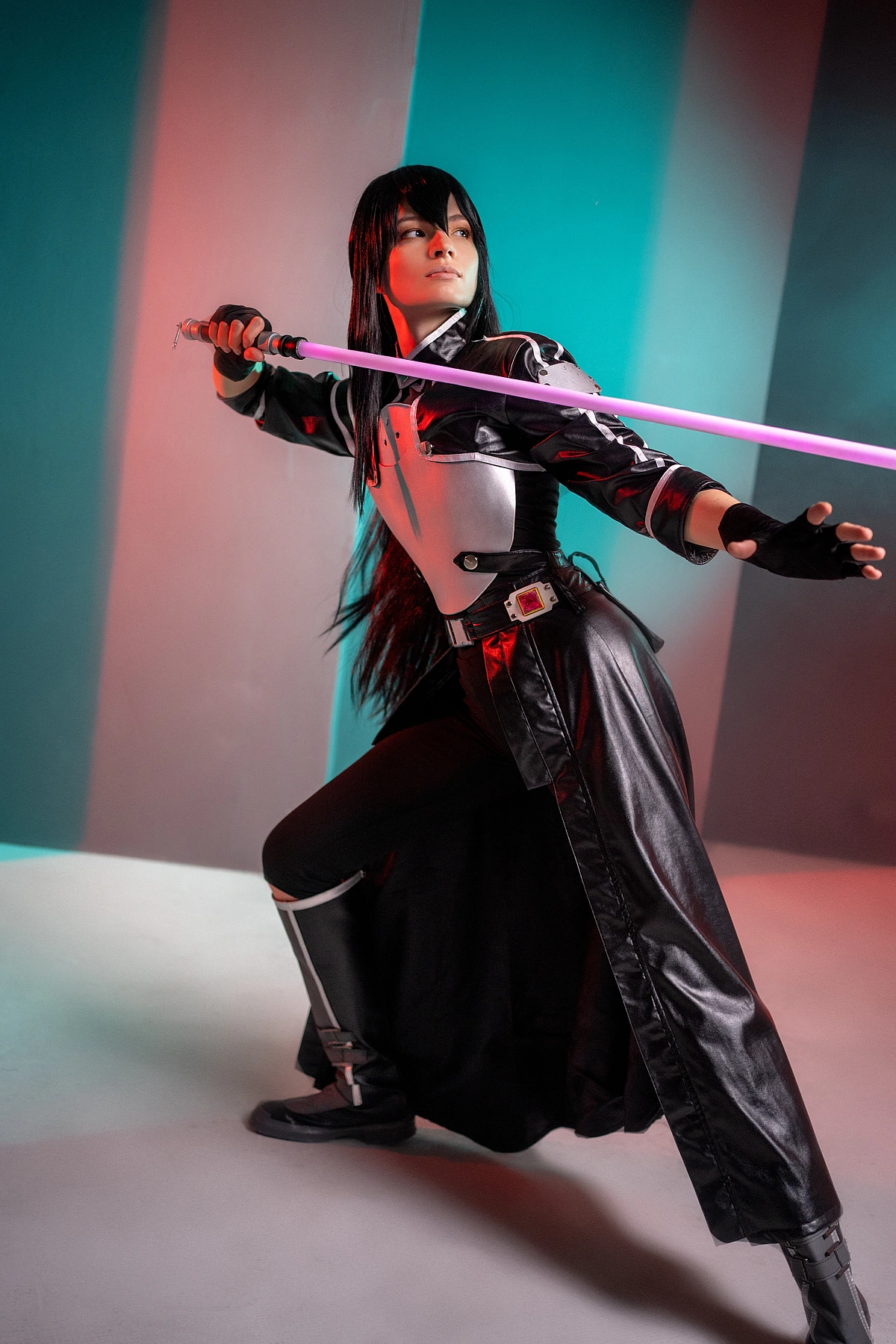 Kirito GGO cosplay energy blade action teal red lighting