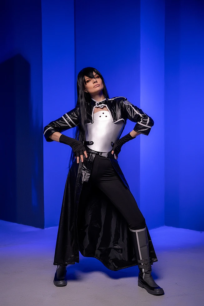 Kirito GGO full body cosplay long coat blue columns